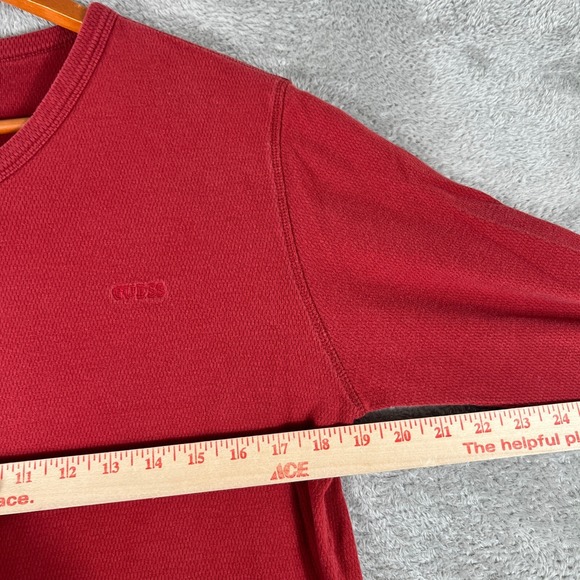 Guess USA Long Sleeve Shirt Mens Large Red‎ V-Neck Cotton Y2K 2000s - Picture 6 of 8
